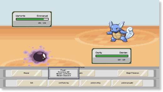Captura de pantalla de la webapp Batalla Pokemon