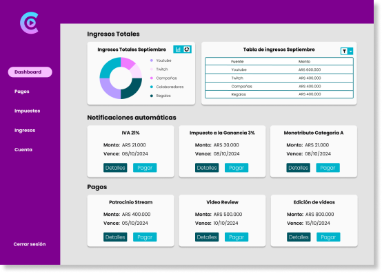 Captura de pantalla de la webapp YouCreate